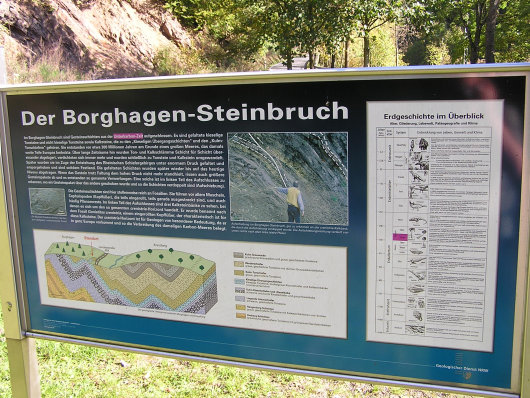 Infotafel am Borghagen-Steinbruch.